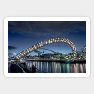 Millennium bridge gateshead at night tilted Sticker